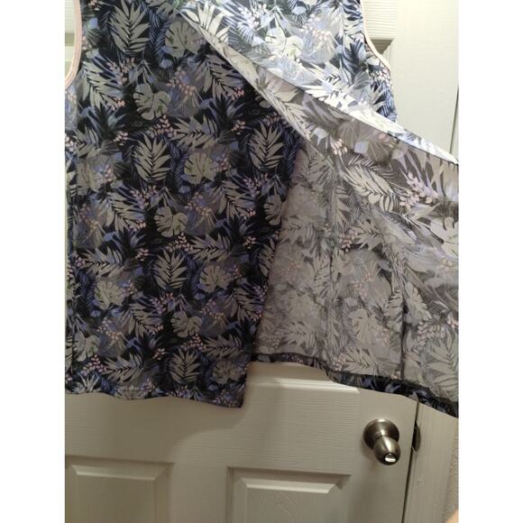 Crane Women's Size XXL Blue Tropical Floral Asymmetric Layered Back Tank Top - Picture 5 of 6